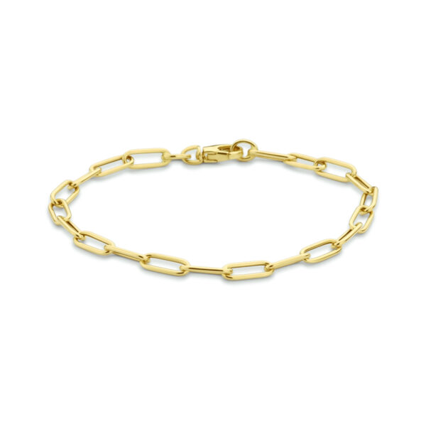 armband paperclip ronde buis 4,0 mm 18,5 cm 14K geelgoud