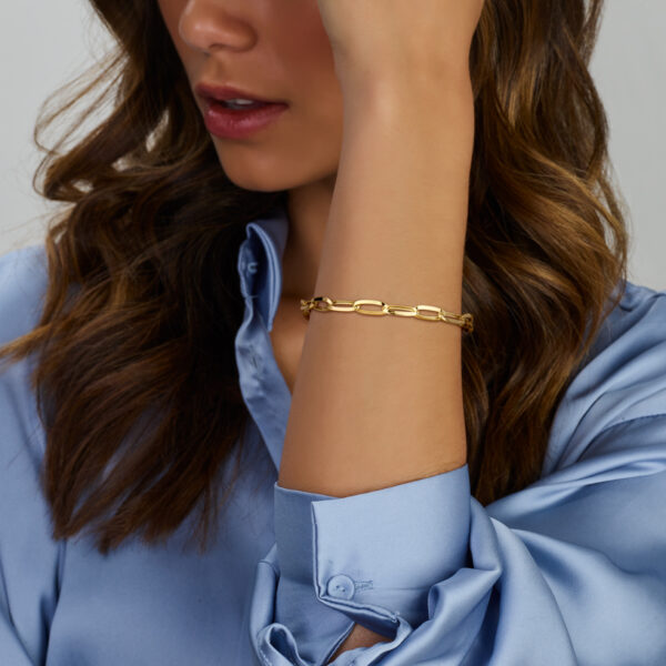armband paperclip spitse buis 6,0 mm 18,5 cm 14K geelgoud - Afbeelding 2