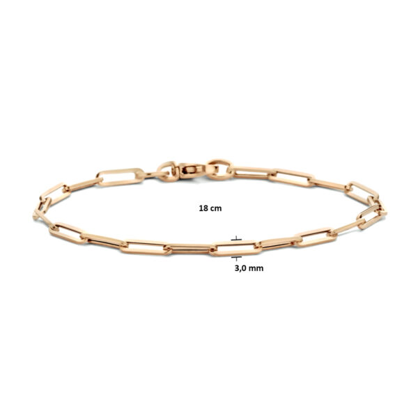armband paperclip vierkante buis 3,0 mm 18 cm 14K roségoud - Afbeelding 3