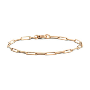 armband paperclip vierkante buis 3,0 mm 18 cm 14K roségoud