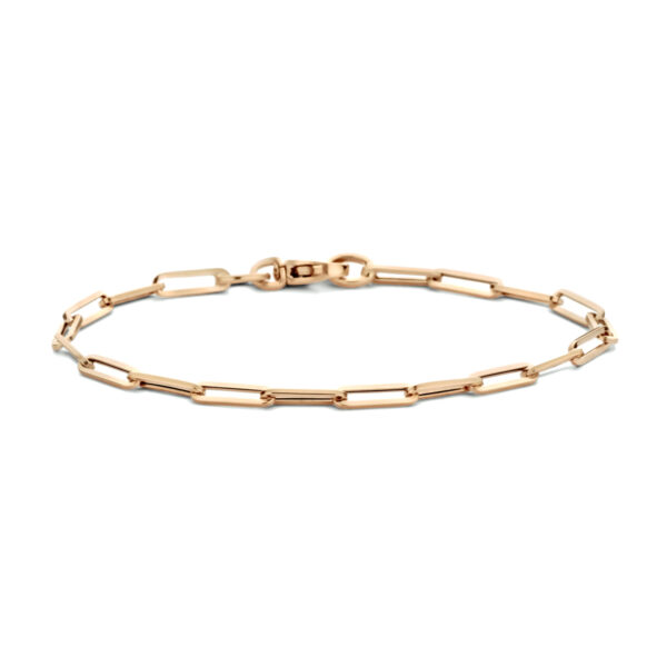 armband paperclip vierkante buis 3,0 mm 18 cm 14K roségoud