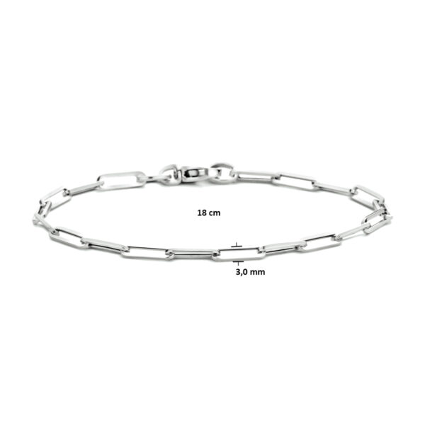 armband paperclip vierkante buis 3,0 mm 18 cm 14K witgoud - Afbeelding 3