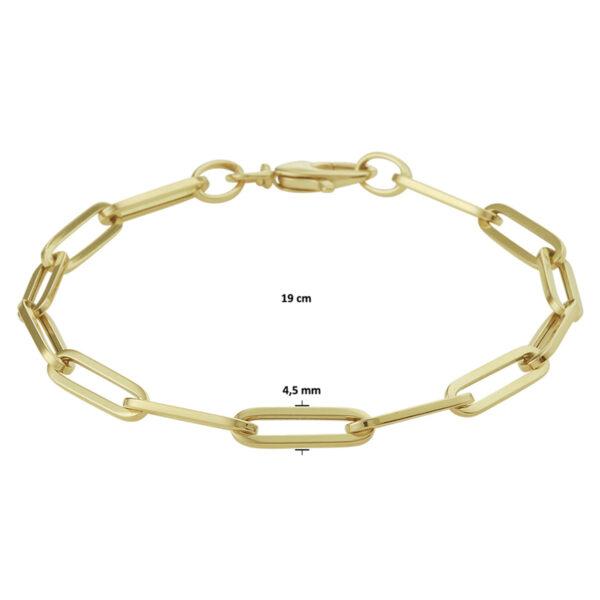 armband paperclip vierkante buis 4,5 mm 19 cm 14K geelgoud - Afbeelding 4