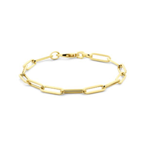 armband paperclip vierkante buis 4,5 mm 19 cm 14K geelgoud