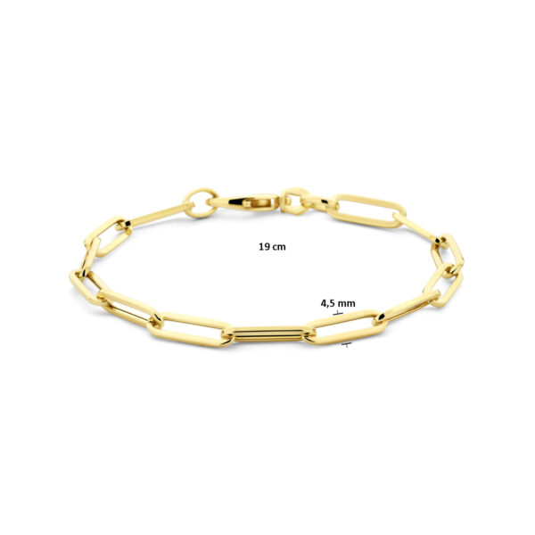 armband paperclip vierkante buis 4,5 mm 19 cm 14K geelgoud - Afbeelding 5