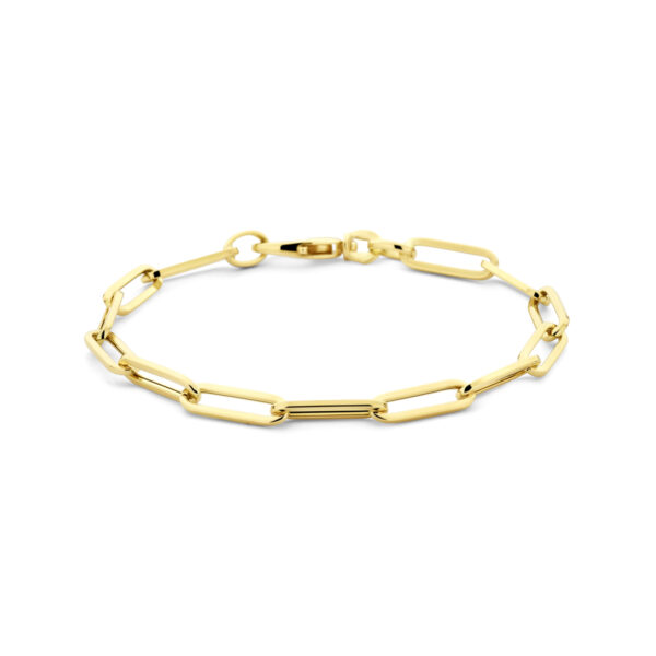 armband paperclip vierkante buis 4,5 mm 19 cm 14K geelgoud