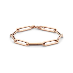 armband paperclip vierkante buis 6,0 mm 19 cm 14K roségoud