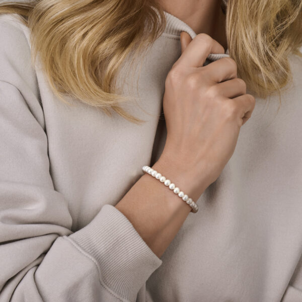 armband parels 18 + 3 cm zilver gerhodineerd - Afbeelding 2