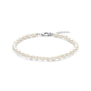 armband parels 18 + 3 cm zilver gerhodineerd