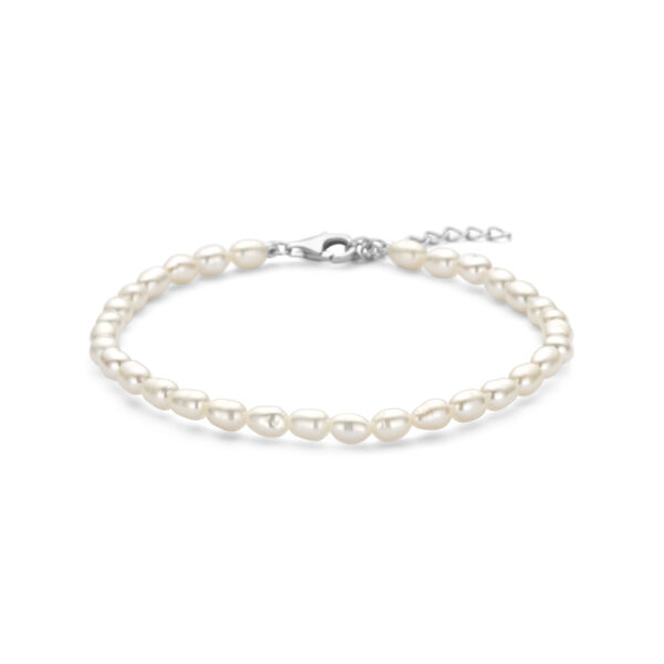 armband parels 18 + 3 cm zilver gerhodineerd