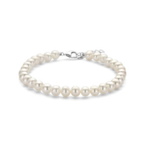 armband parels 18 + 3 cm zilver gerhodineerd
