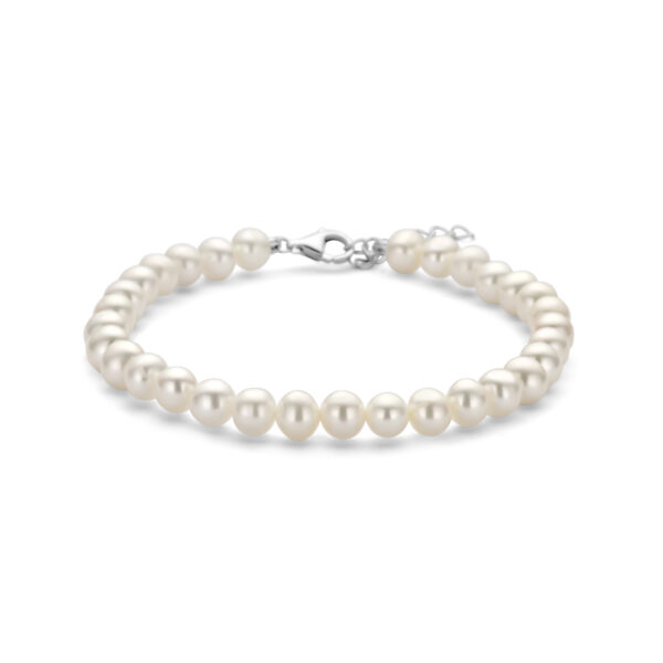 armband parels 18 + 3 cm zilver gerhodineerd