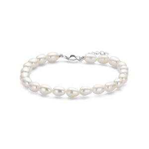 armband parels 18 + 3 cm zilver gerhodineerd