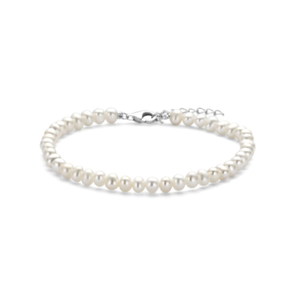 armband parels 18 + 3 cm zilver gerhodineerd