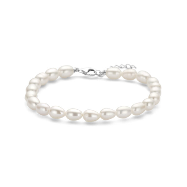 armband parels 18 + 3 cm zilver gerhodineerd