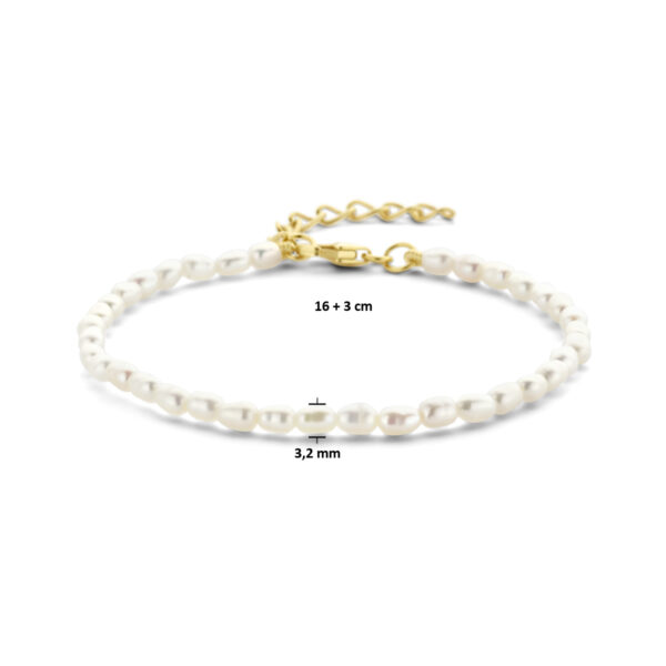 armband parels 3.2 mm 16 + 3 cm 3 micron zilver verguld (geel) - Afbeelding 3