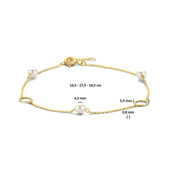 armband parels en rondjes 16,5 - 17,5 - 18,5cm 14K geelgoud - Afbeelding 3