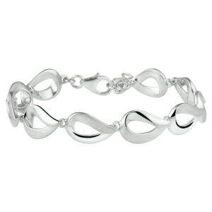 armband poli/mat 9,5 mm 16,5 + 3 cm zilver gerhodineerd