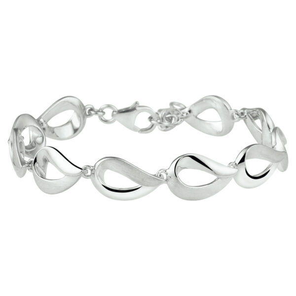 armband poli/mat 9,5 mm 16,5 + 3 cm zilver gerhodineerd