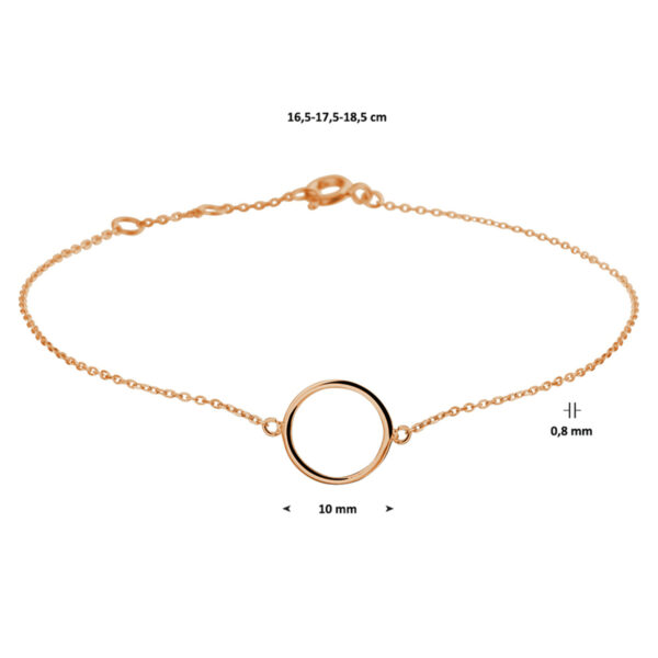 armband rondje 16,5 - 17,5 - 18,5 cm 14K roségoud - Afbeelding 4