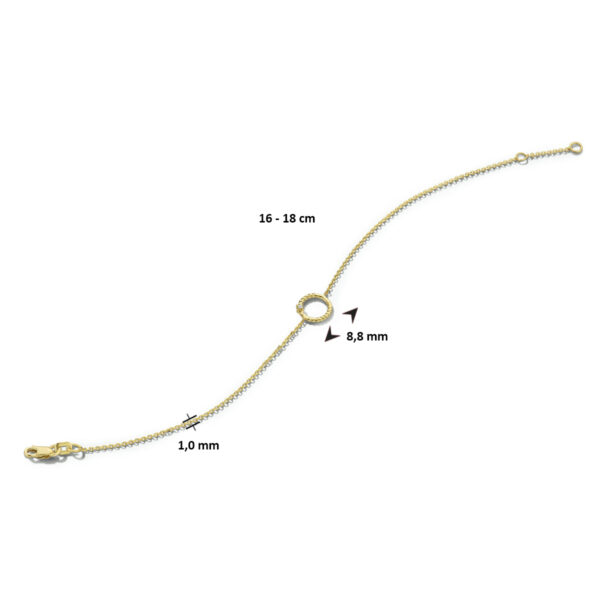 armband rondje diamant 16 - 18 cm 0.01ct g si 14K geelgoud - Afbeelding 2