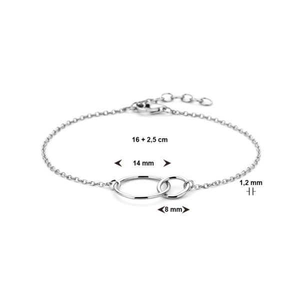 armband rondjes 16 + 2,5 cm zilver gerhodineerd - Afbeelding 5