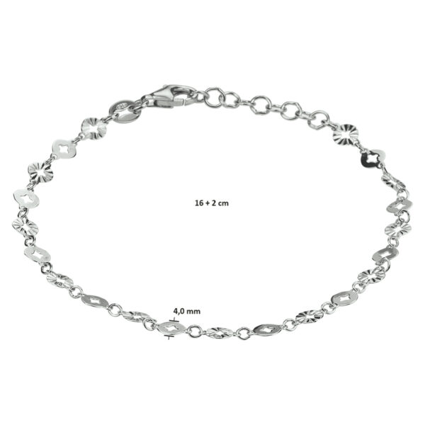 armband rondjes 4,0 mm 16 + 2 cm zilver gerhodineerd - Afbeelding 2