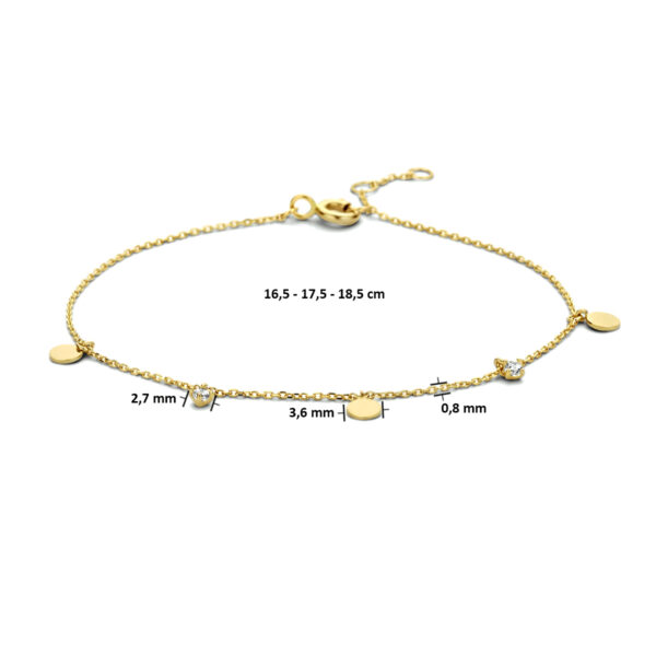 armband rondjes zirkonia 16,5 - 17,5 - 18,5 14K geelgoud - Afbeelding 3