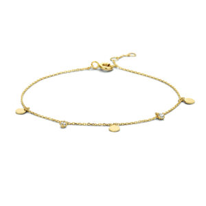 armband rondjes zirkonia 16,5 - 17,5 - 18,5 14K geelgoud