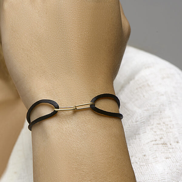 armband satijn 14K goud met rubber/nylon/leer - Afbeelding 2