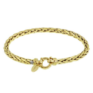 armband vossestaart 4,5 mm 20 cm met groot springslot Silgold (geel met zilverkern)