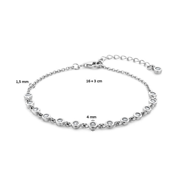 armband zirkonia 16 + 3 cm zilver gerhodineerd - Afbeelding 3