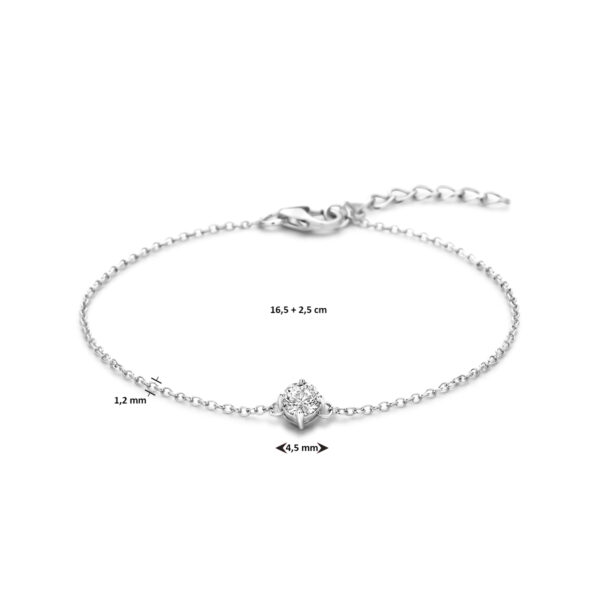 armband zirkonia 16,5 + 2,5 cm zilver gerhodineerd - Afbeelding 4