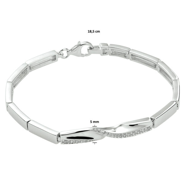 armband zirkonia 18,5 cm zilver gerhodineerd - Afbeelding 2