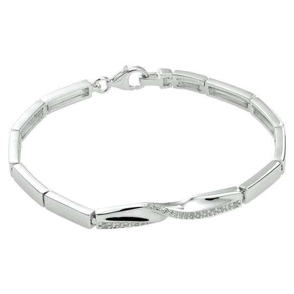 armband zirkonia 18,5 cm zilver gerhodineerd