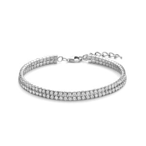 armband zirkonia 4,5 mm 17 + 3 cm zilver gerhodineerd