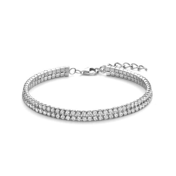 armband zirkonia 4,5 mm 17 + 3 cm zilver gerhodineerd