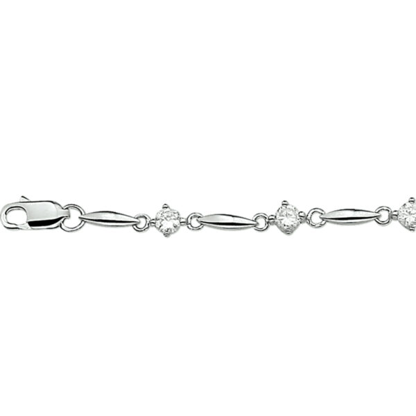 armband zirkonia 5,0 mm 18,5 cm zilver gerhodineerd