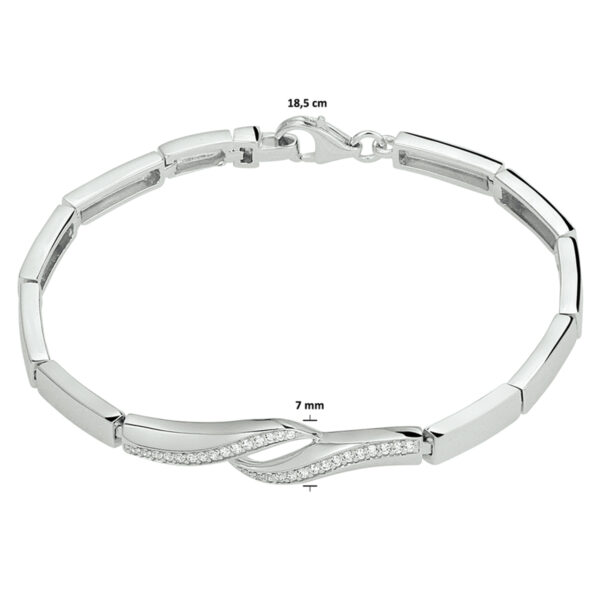 armband zirkonia 7 mm 18,5 cm zilver gerhodineerd - Afbeelding 2