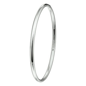 bangle scharnier massief ovale buis 3 mm Silgold (wit met zilverkern)