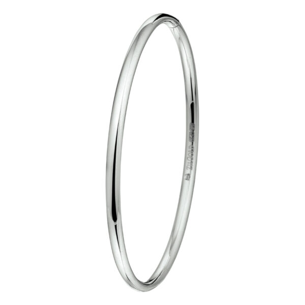 bangle scharnier massief ovale buis 3 mm Silgold (wit met zilverkern)