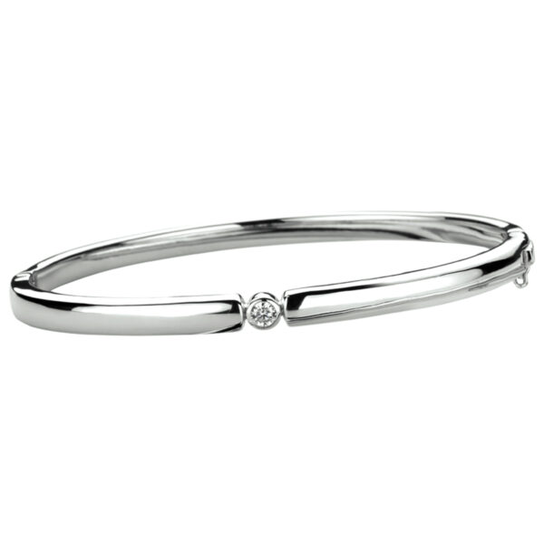 bangle scharnier zirkonia 4,5 x 60 mm zilver gerhodineerd - Afbeelding 3