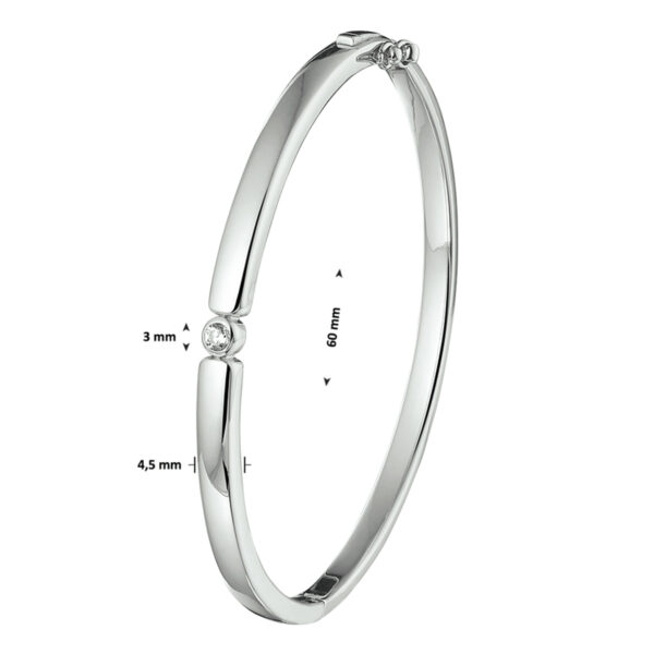 bangle scharnier zirkonia 4,5 x 60 mm zilver gerhodineerd - Afbeelding 4