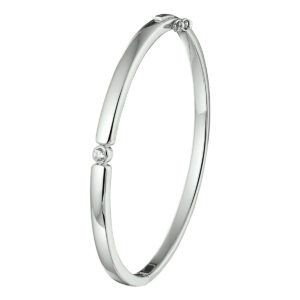 bangle scharnier zirkonia 4,5 x 60 mm zilver gerhodineerd