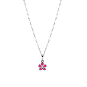 collier bloem en zirkonia 36 + 4 cm zilver gerhodineerd