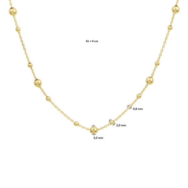 collier bolletjes 0,8 mm 41 + 4 cm 14K geelgoud - Afbeelding 4