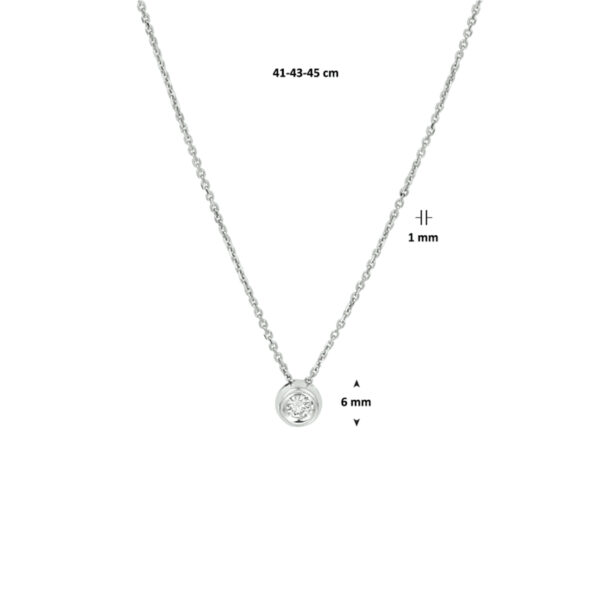 collier diamant 0.10ct h si 41 - 43 - 45 cm 14K witgoud - Afbeelding 2