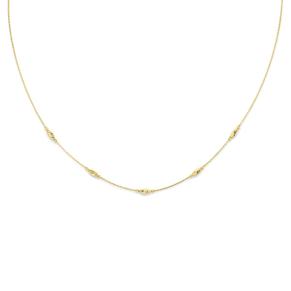 collier gediamanteerd 40 + 4 cm 14K geelgoud