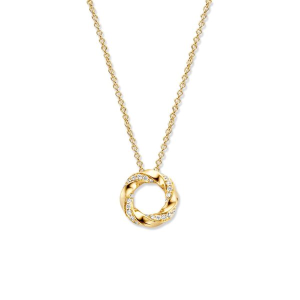 Collier geelgoud briljant 0,06 crt.
