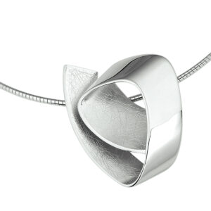 collier gescratcht 42 + 3 cm zilver gerhodineerd